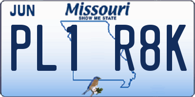 MO license plate PL1R8K