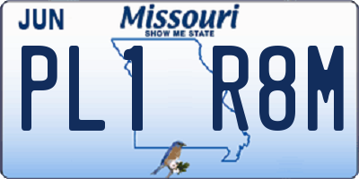 MO license plate PL1R8M