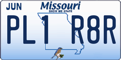MO license plate PL1R8R