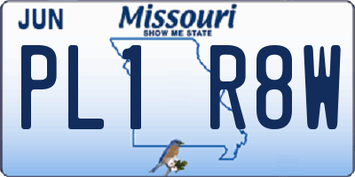 MO license plate PL1R8W