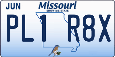 MO license plate PL1R8X