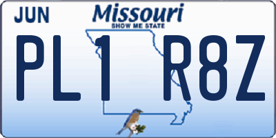 MO license plate PL1R8Z