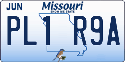 MO license plate PL1R9A