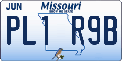 MO license plate PL1R9B