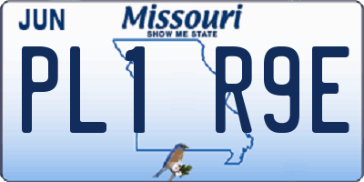 MO license plate PL1R9E