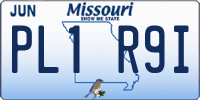 MO license plate PL1R9I