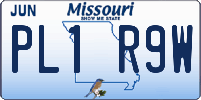 MO license plate PL1R9W