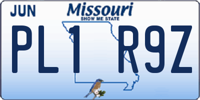 MO license plate PL1R9Z