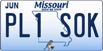 MO license plate PL1S0K