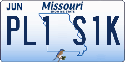 MO license plate PL1S1K