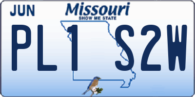 MO license plate PL1S2W