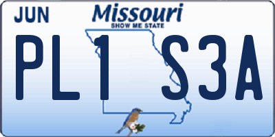 MO license plate PL1S3A