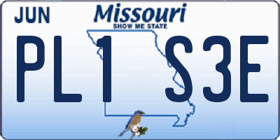 MO license plate PL1S3E