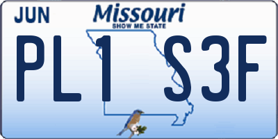 MO license plate PL1S3F