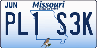 MO license plate PL1S3K