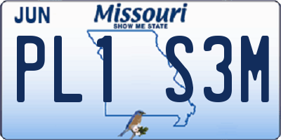 MO license plate PL1S3M