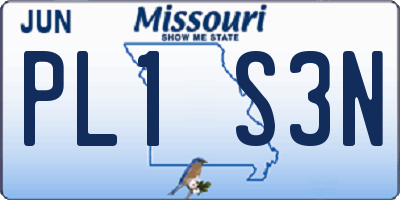 MO license plate PL1S3N