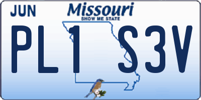MO license plate PL1S3V