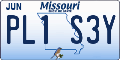 MO license plate PL1S3Y