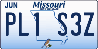 MO license plate PL1S3Z
