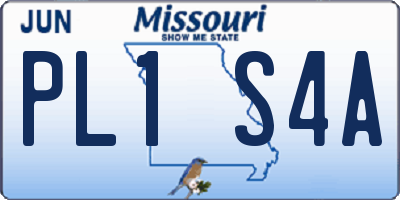 MO license plate PL1S4A