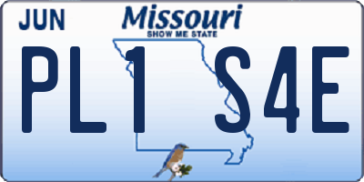 MO license plate PL1S4E