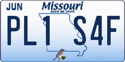MO license plate PL1S4F