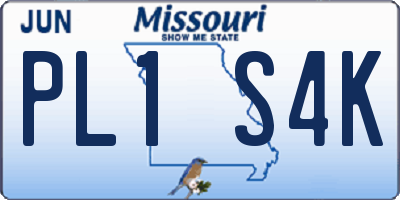 MO license plate PL1S4K