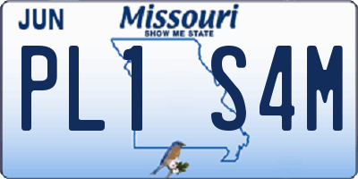 MO license plate PL1S4M