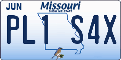 MO license plate PL1S4X