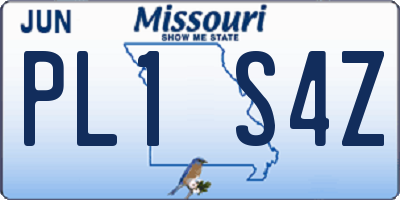 MO license plate PL1S4Z