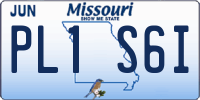 MO license plate PL1S6I