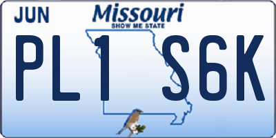 MO license plate PL1S6K