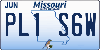 MO license plate PL1S6W