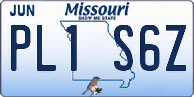 MO license plate PL1S6Z