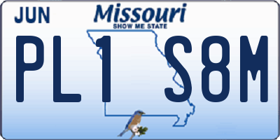 MO license plate PL1S8M