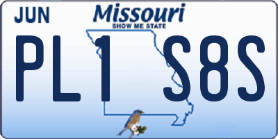 MO license plate PL1S8S