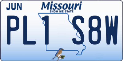 MO license plate PL1S8W