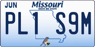 MO license plate PL1S9M