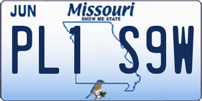 MO license plate PL1S9W