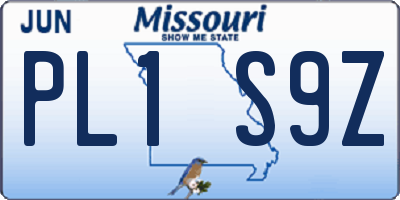 MO license plate PL1S9Z
