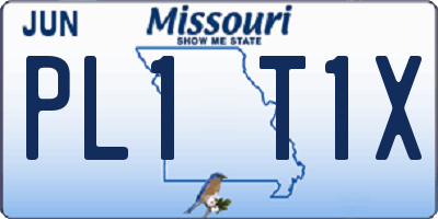 MO license plate PL1T1X