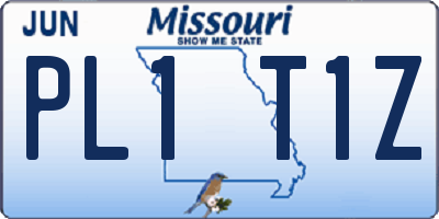 MO license plate PL1T1Z