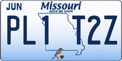 MO license plate PL1T2Z