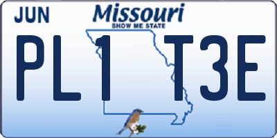 MO license plate PL1T3E