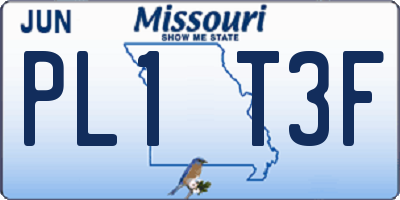 MO license plate PL1T3F