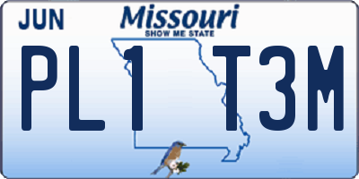 MO license plate PL1T3M