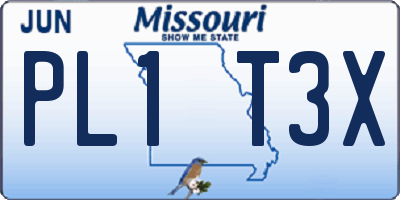 MO license plate PL1T3X