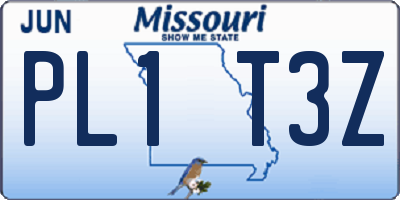 MO license plate PL1T3Z