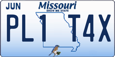 MO license plate PL1T4X